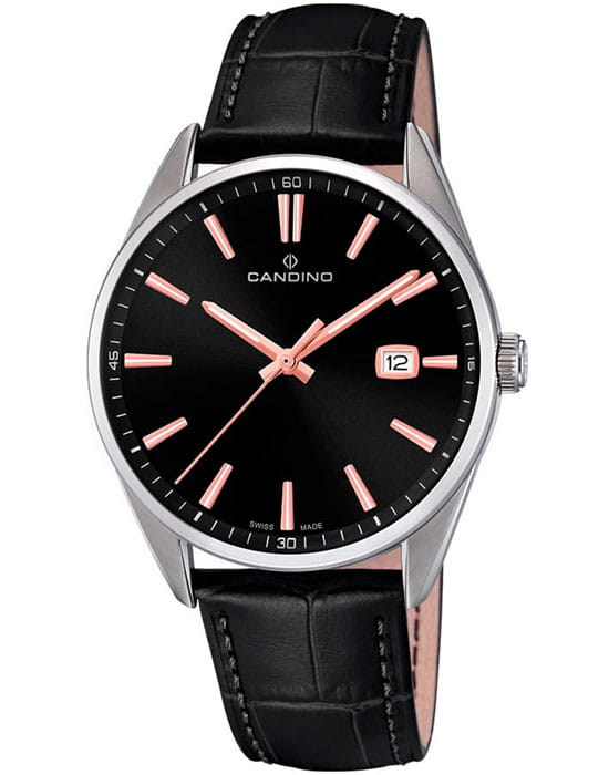 Candino Candino C4622/4  C4622/4 кварцевые мужские часы черный циферблат, браслет кожаный — вид спереди