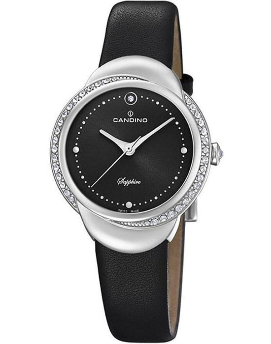 Candino Candino Elegance C4623/2  C4623/2 кварцевые женские часы черный циферблат, браслет кожаный — вид спереди