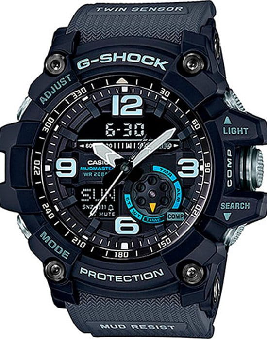Casio Casio G-Shock GG-1000-1A8 Mudmaster GG-1000-1A8ER электронные мужские часы черный циферблат, браслет пластик — вид спереди