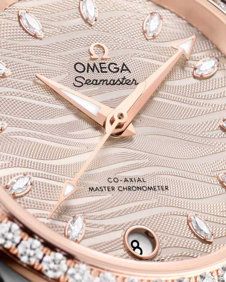 Omega Omega Seamaster Aqua Terra 220.28.34.20.59.001, seamaster швейцария женские часы на браслете кожаный боковой вид
