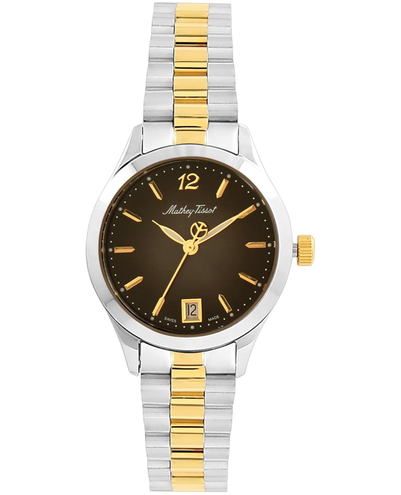 Mathey-Tissot Mathey-Tissot Urban D411MBN  D411MBN кварцевые женские часы коричневый циферблат, браслет нержавеющая сталь с pvd-покрытием — вид спереди