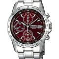 Seiko Seiko Spirit Chronograph SBTQ045  SBTQ045 кварцевые мужские часы красный циферблат, браслет нержавеющая сталь — вид спереди