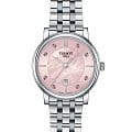 Tissot Tissot Carson Premium Lady T122.210.11.159.00 Carson T1222101115900 кварцевые женские часы розовый циферблат, браслет сталь c pvd покрытием — вид спереди