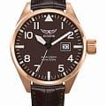 Aviator Aviator Airacobra V.1.22.2.151.4  V.1.22.2.151.4 кварцевые мужские часы черный циферблат, браслет кожаный — вид спереди