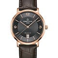 Certina Certina DS Caimano Powermatic 80 C035.407.36.087.00 DS Caimano C0354073608700 механические мужские часы черный циферблат, браслет кожаный — вид спереди