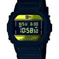 Casio Casio G-Shock DW-5600NE-1 DW-5600 DW-5600NE-1ER электронные мужские часы желтый циферблат, браслет пластик — вид спереди