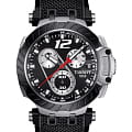 Tissot Tissot T-Race Jorge Lorenzo 2019 T115.417.27.057.00 T Race T1154172705700 кварцевые мужские часы черный циферблат, браслет каучук — вид спереди