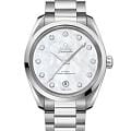 Omega Omega Seamaster Aqua Terra 220.10.38.20.55.001 Aqua Terra 22010382055001 механические женские часы белый циферблат, браслет нержавеющая сталь — вид спереди
