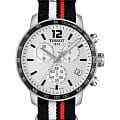 Tissot Tissot Quickster Nato Chronograph T095.417.17.037.01 Quickster T0954171703701 кварцевые мужские часы белый циферблат, браслет тканевый — вид спереди