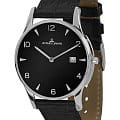 Jacques Lemans Jacques Lemans Classic 1-1850ZA  1-1850ZA кварцевые мужские часы черный циферблат, браслет кожаный — вид спереди