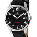 Jacques Lemans Jacques Lemans 1-2002A  1-2002A кварцевые мужские часы черный циферблат, браслет кожаный — вид спереди