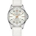 Hamilton Hamilton Khaki Aviation Pilot Auto H76215850  H76215850 механические мужские часы белый циферблат, браслет кожаный — вид спереди
