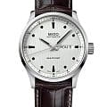 Mido Mido Multifort M M038.430.16.031.00  M0384301603100 механические мужские часы белый циферблат, браслет кожаный — вид спереди