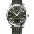 Omega Omega Seamaster Aqua Terra 220.12.38.20.10.001 Aqua Terra 22012382010001 механические мужские часы зеленый циферблат, браслет каучук — вид спереди
