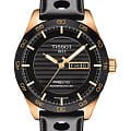 Tissot Tissot PRS 516 Powermatic 80 T100.430.36.051.00 PRS 516 T1004303605100 механические мужские часы черный циферблат, браслет кожаный — вид спереди