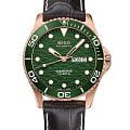 Mido Mido Ocean Star 200c M042.430.36.091.00  M0424303609100 механические мужские часы зеленый циферблат, браслет кожаный — вид спереди
