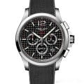 Longines Longines Conquest V.H.P. L3.727.4.66.9  L37274669 кварцевые мужские часы черный циферблат, браслет каучук — вид спереди