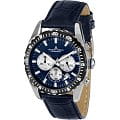 Jacques Lemans Jacques Lemans 1-1801J  1-1801J кварцевые мужские часы синий циферблат, браслет кожаный — вид спереди