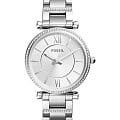 Fossil Fossil Carlie  ES4341  ES4341 кварцевые женские часы серебристый циферблат, браслет нержавеющая сталь + золото 18к — вид спереди