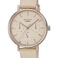 Casio Casio Sheen SHE-4541CGL-4AUDF  SHE-4541CGL-4A кварцевые женские часы бежевый циферблат, браслет кожаный — вид спереди