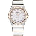 Omega Omega Constellation 131.25.28.60.55.003  13125286055003 кварцевые женские часы белый циферблат, браслет сталь + золото — вид спереди