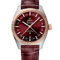 Omega Omega Constellation Globemaster 130.23.41.22.11.001 Globemaster 13023412211001 механические мужские часы красный циферблат, браслет кожаный — вид спереди