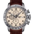 Tissot Tissot V8 Automatic Chronograph T106.427.16.262.00 V8  T1064271626200 механические мужские часы бежевый циферблат, браслет кожаный — вид спереди