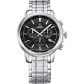 Swiss Military by Chrono Swiss Military by Chrono SM34052.01  SM34052.01 кварцевые мужские часы черный циферблат, браслет нержавеющая сталь — вид спереди