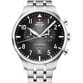Swiss Military by Chrono Swiss Military by Chrono Vintage Chronograph SM34098.01  SM34098.01 кварцевые мужские часы черный циферблат, браслет нержавеющая сталь — вид спереди