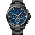 Longines Longines Conquest V.H.P. L3.717.2.96.6  L37172966 кварцевые мужские часы синий циферблат, браслет сталь c pvd покрытием — вид спереди