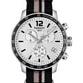 Tissot Tissot Quickster Nato Chronograph T095.417.17.037.10 Quickster T0954171703710 кварцевые мужские часы белый циферблат, браслет тканевый — вид спереди