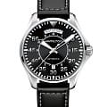 Hamilton Hamilton Khaki Aviation Pilot Day Date Auto H64615735  H64615735 механические мужские часы черный циферблат, браслет кожаный — вид спереди