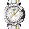 Tissot Tissot T-Race Chronograph T092.417.17.111.00 T Race T0924171711100 кварцевые мужские часы  перламутровый циферблат, браслет каучук — вид спереди