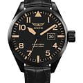 Aviator Aviator Airacobra P42 V.1.22.5.157.4  V.1.22.5.157.4 кварцевые мужские часы черный циферблат, браслет кожаный — вид спереди