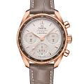 Omega Omega Speedmaster 38 324.63.38.50.02.003  32463385002003 механические женские часы серебристый циферблат, браслет кожаный — вид спереди