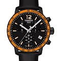 Tissot Tissot T-Sport Quickster T095.417.36.057.01 Quickster T0954173605701 кварцевые мужские часы  черный циферблат, браслет кожаный — вид спереди