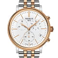 Tissot Tissot Carson Premium Chronograph T122.417.22.011.00 Carson T1224172201100 кварцевые мужские часы белый циферблат, браслет сталь c pvd покрытием — вид спереди
