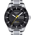 Tissot Tissot PRS 516 Powermatic 80 T100.430.11.051.00 PRS 516 T1004301105100 механические мужские часы черный циферблат, браслет нержавеющая сталь — вид спереди