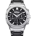 Lee Cooper Lee Cooper LC07992.351  LC07992.351 кварцевые мужские часы черный циферблат, браслет кожаный — вид спереди