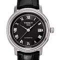 Tissot Tissot Bridgeport T045.407.16.053.00 Bridgeport T0454071605300 механические мужские часы черный циферблат, браслет кожаный — вид спереди
