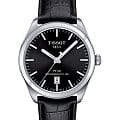 Tissot Tissot PR 100 Powermatic 80 T101.407.16.051.00 PR 100 T1014071605100 механические мужские часы черный циферблат, браслет кожаный — вид спереди
