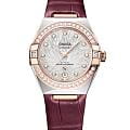 Omega Omega Constellation 131.28.29.20.52.001  13128292052001 механические женские часы  серебристый циферблат, браслет кожаный — вид спереди