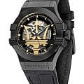 Maserati Maserati AQUA EDITION R8821108036  R8821108036 механические мужские часы черный циферблат, браслет кожаный — вид спереди