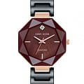 Anne Klein Anne Klein Ceramics 5064BYBK  5064BYBK кварцевые женские часы бордовый циферблат, браслет керамика — вид спереди