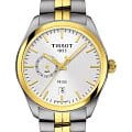 Tissot Tissot PR 100 Dual Time T101.452.22.031.00 PR 100 T1014522203100 кварцевые мужские часы белый циферблат, браслет сталь c pvd покрытием — вид спереди