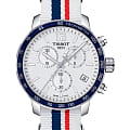 Tissot Tissot Quickster Nato Chronograph T095.417.17.037.09 Quickster T0954171703709 кварцевые мужские часы  белый циферблат, браслет тканевый — вид спереди