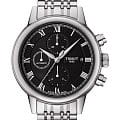 Tissot Tissot Carson Automatic Chronograph T085.427.11.053.00 Carson T0854271105300 механические мужские часы черный циферблат, браслет нержавеющая сталь — вид спереди