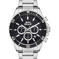 Slazenger Slazenger Multifunction SL.09.2091.2.01  SL.09.2091.2.01 кварцевые мужские часы  черный циферблат, браслет суперметалл — вид спереди