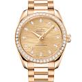 Omega Omega Seamaster Aqua Terra 220.55.38.20.99.002 Aqua Terra 22055382099002 механические женские часы золотой циферблат, браслет 18-каратное желтое золото — вид спереди