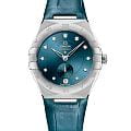 Omega Omega Constellation 131.13.34.20.53.001  13113342053001 механические женские часы  синий циферблат, браслет кожаный — вид спереди